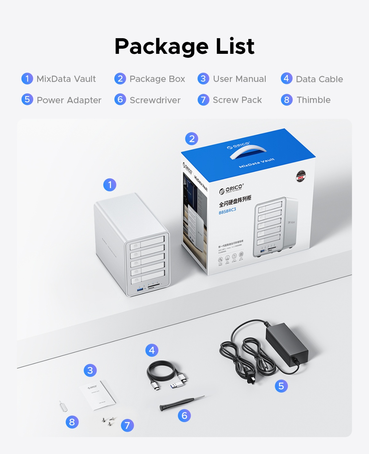 Hộp ổ cứng 2.5" 4 khe cắm SATA 3 USB-C 10Gbps - RAID